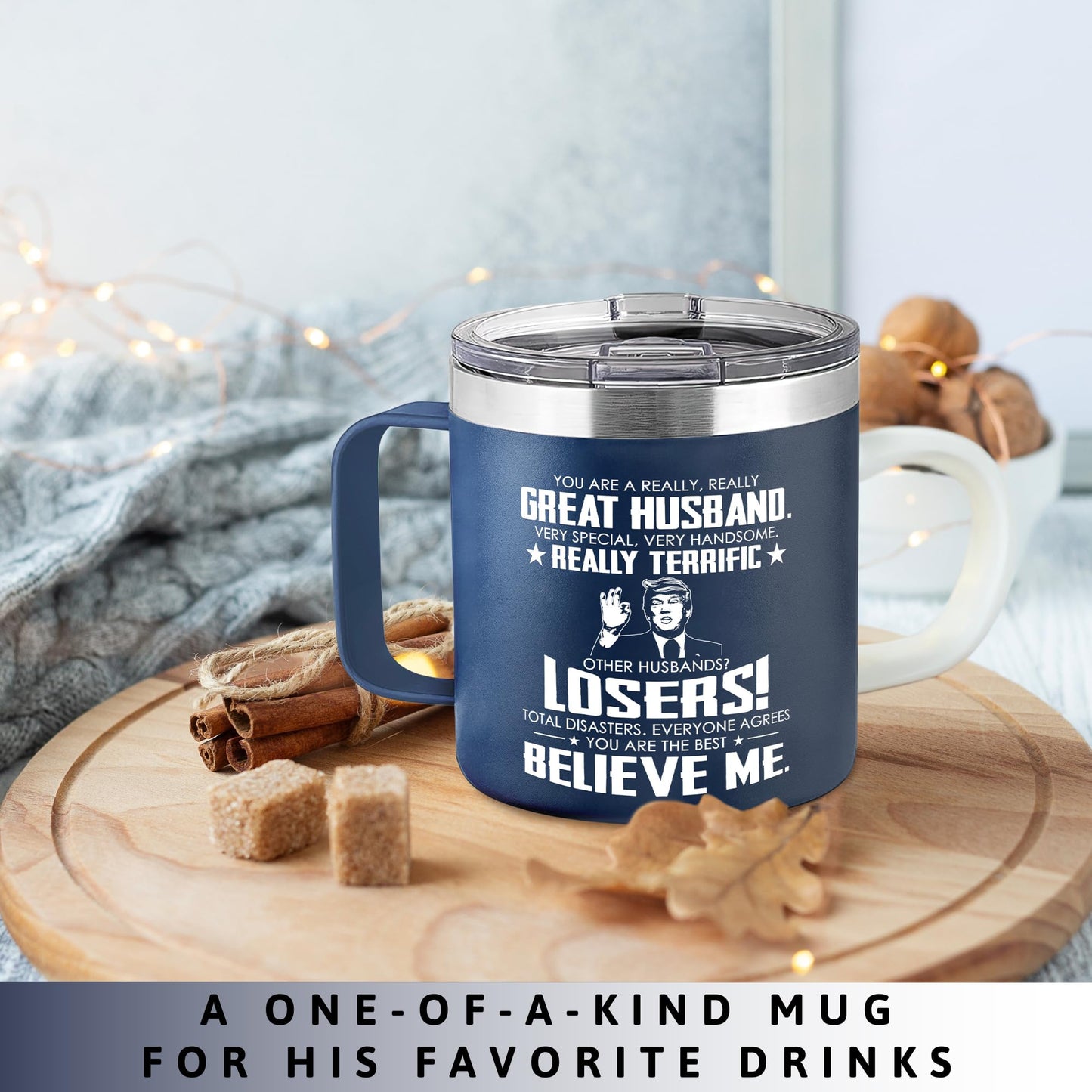 Gifts for Husband - Husband Gifts from Wife - Wedding Anniversary, Birthday, Fathers Day Gift for Him - Love Gift Ideas for Him - 14 Oz Stainless Steel Coffee Mug