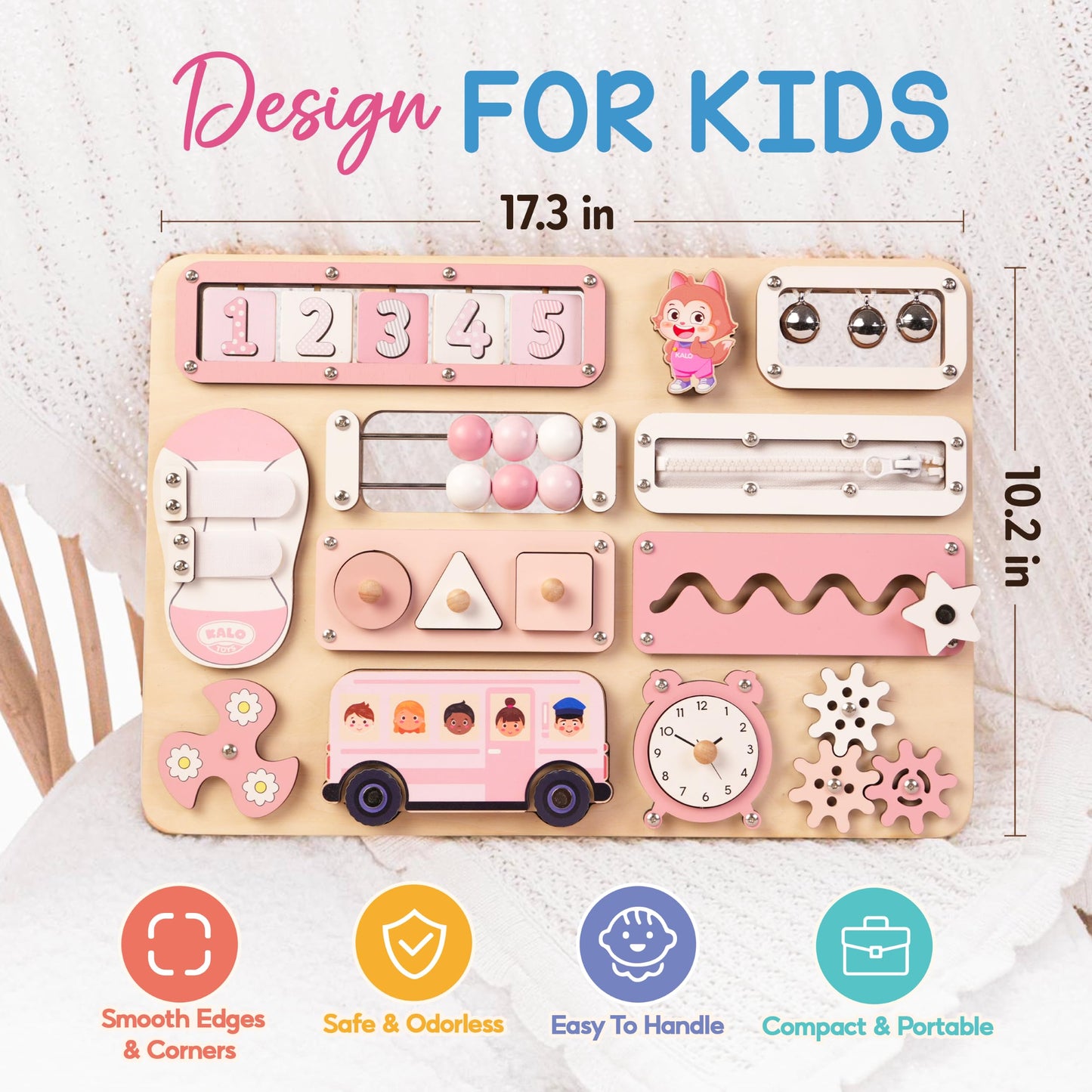 Kalotoys Large Busy Board Montessori Toys for 1 2 3 Year Old - Sensory Toys for Toddlers 1-3 - Fine Motor Skills & Early Learning - Montessori Gift for Boys & Girls - Travel-Friendly & Safe