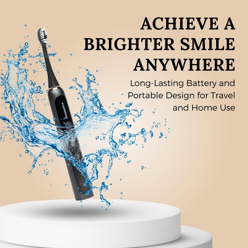 dosmetics Electric Toothbrush for Adults, Sonic Toothbrush with Replaceable Heads and 15 Brushing Modes, Rechargeable Waterproof Toothbrushes for Plaque Removal with Charging Base and Travel Cap