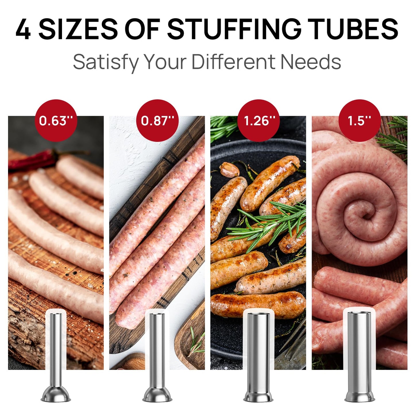 ARINOO Horizontal Sausage Stuffer 5L / 11LBS,Manual Sausage Stuffer Machine,Stainless Steel Dual-Speed Sausage Maker with 4 Stuffing Tubes for Home & Commercial Use
