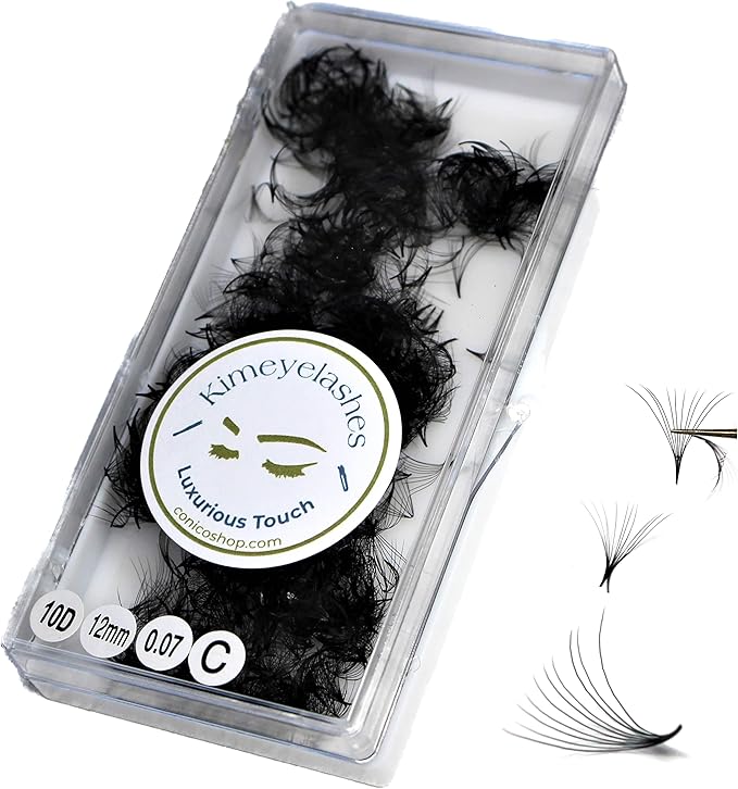 10D - 0.07 C and D Curl 1000 Premade volume fans loose Fans, Handmade eyelash extensions supplies Russian volume lash promade fan (10D - 0.07 - Curl C, 9mm)
