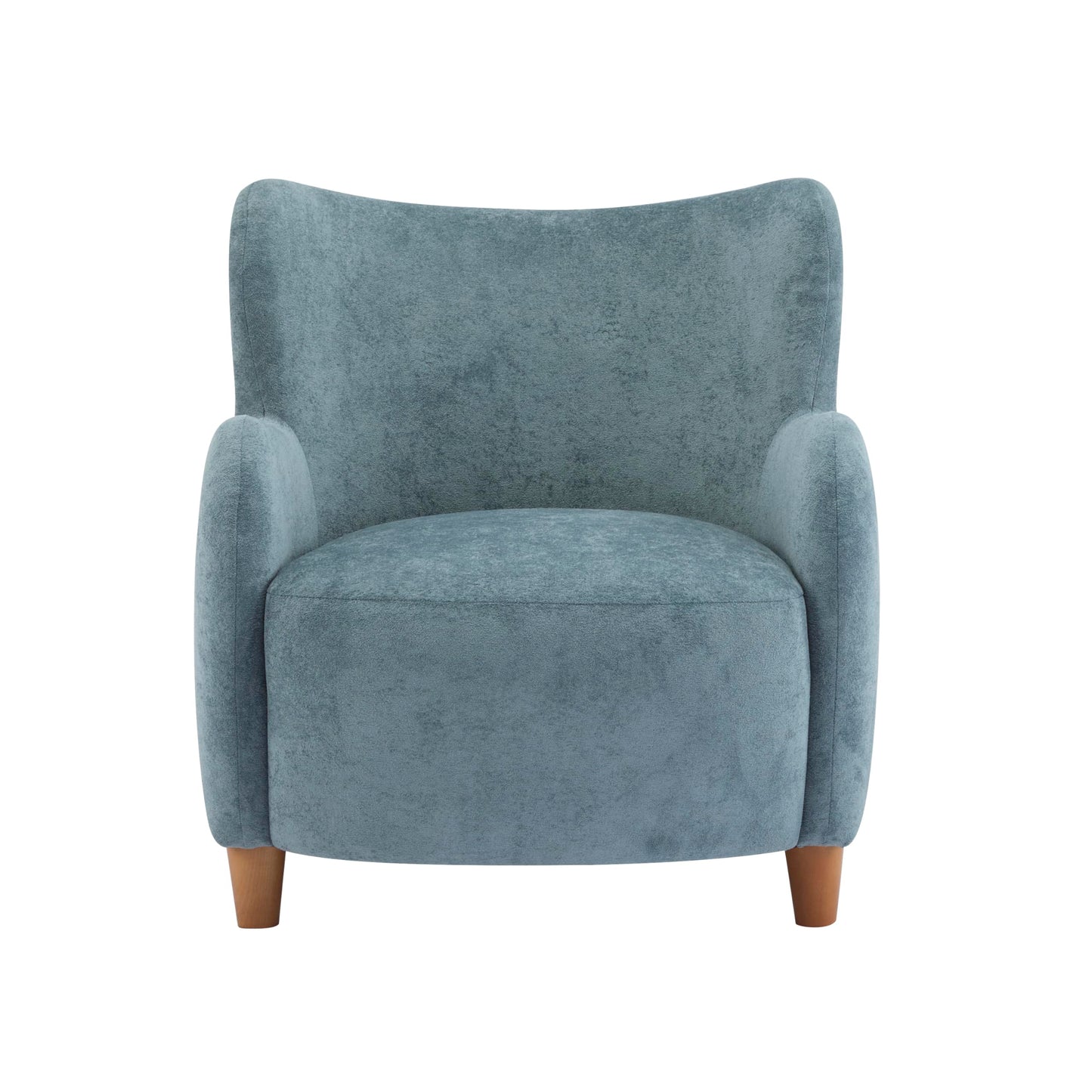 Christopher Knight Home Auden Wooden Low Profile Accent Chair, Velvet Upholstered Wingback Living Room Lounge Chair, Bedroom Comfy Reading Chair, Curved Backrest Single Sofa with Armrest, Dusty Blue