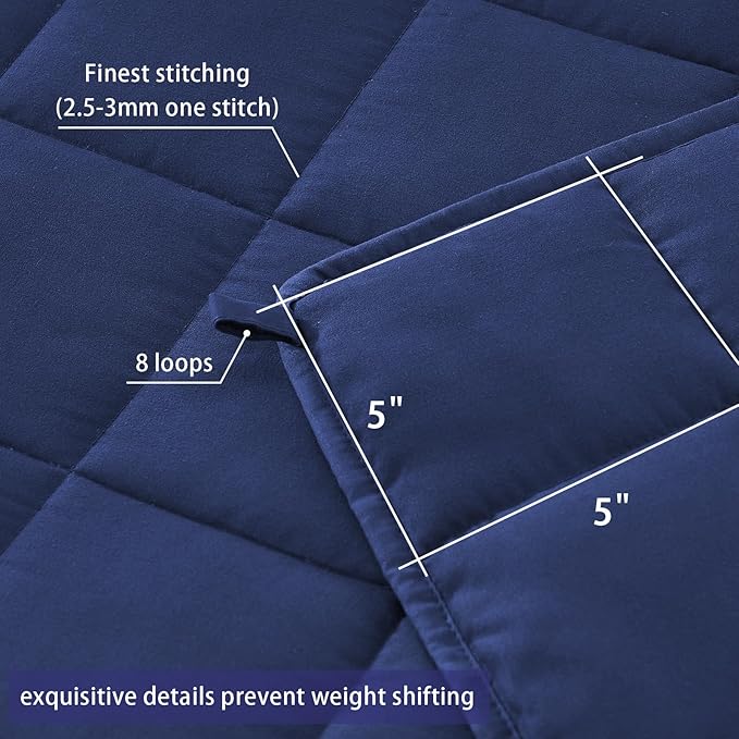 yescool Weighted Blanket for Adults (20 lbs, 88” x 104”, Blue) Cooling Heavy Blanket for Sleeping Perfect for 190-210 lbs, Queen Size Breathable Blanket with Premium Glass Bead, Machine Washable