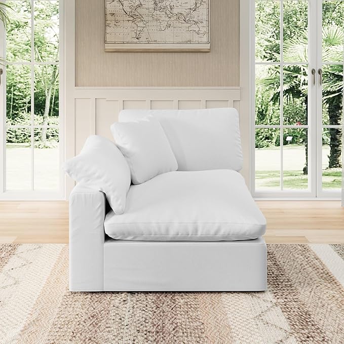 Intuition Decor Modular Sectional Sofa Cloud Couch,Down Filled Comfy Cloud Modern Sofa,White Linen Oversized Couch Cushion Covers Removable for Living Room