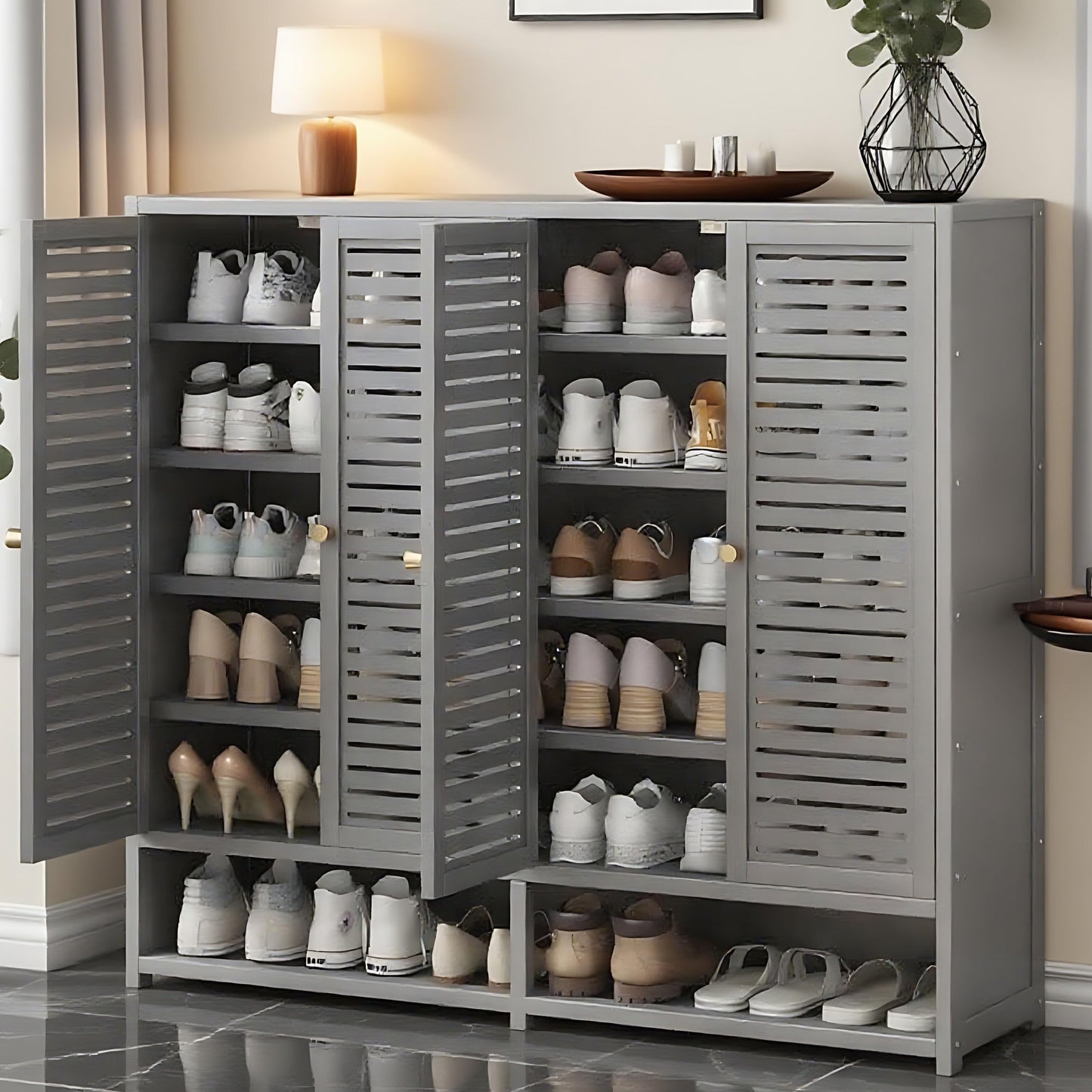 njawnn 7-Tier Shoe Cabinet with Doors, 36-41 Pairs Large Shoe Storage Cabinet, Freestanding Shoe Rack for Entryway, Hallway, Bedroom, Closet, Living Room