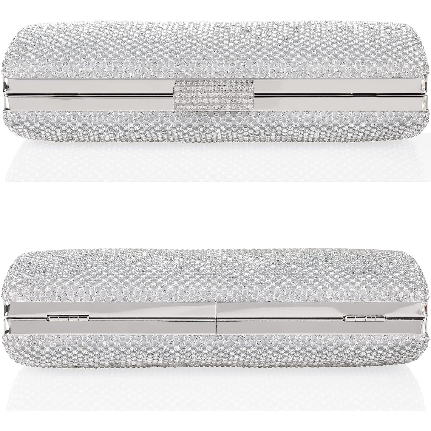 Venoline Rhinestone Purse Women’s Crystal Evening Handbags Sparkling Clutch Purse for Party Prom Wedding bag Silver