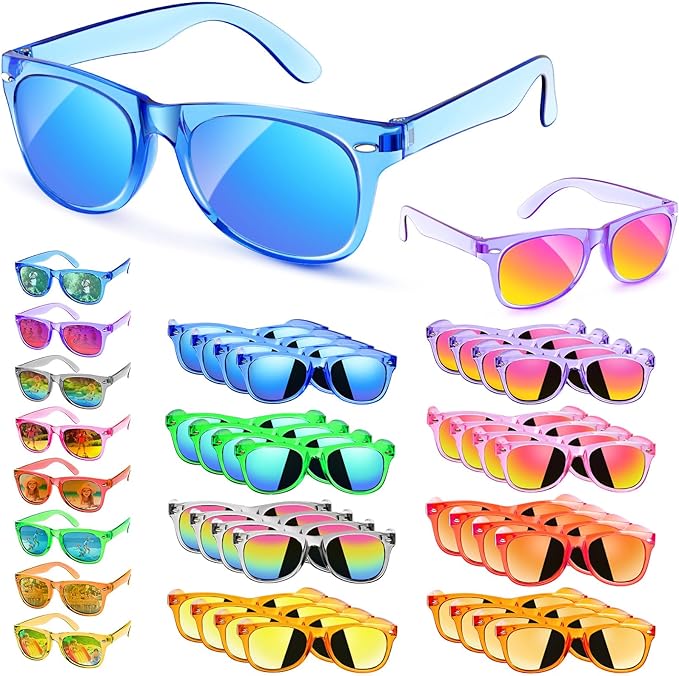 Rugort Kids Sunglasses 32 Bulk Party Favors, Toddler Boys Girls Age 3-8 Birthday Favor Summer Goodie Bags Stuffers, Neon S...