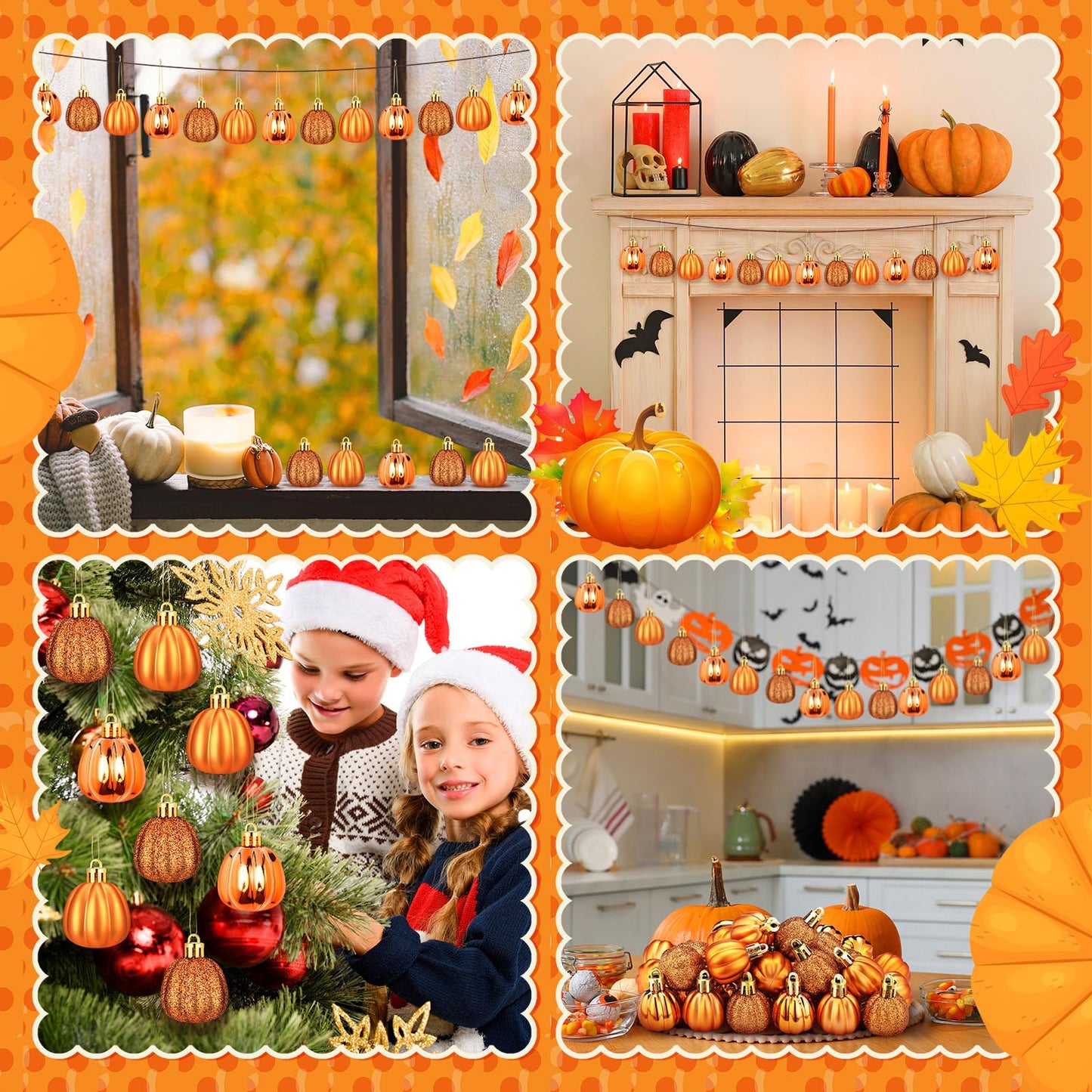 Colingmill 36 Pcs Fall Pumpkin Hanging Ornament Thanksgiving Tree Decorations Mini Pumpkin Ball Decorations Farmhouse Fall Ornaments for Small Tree for Autumn Thanksgiving Halloween Christmas(Gold)