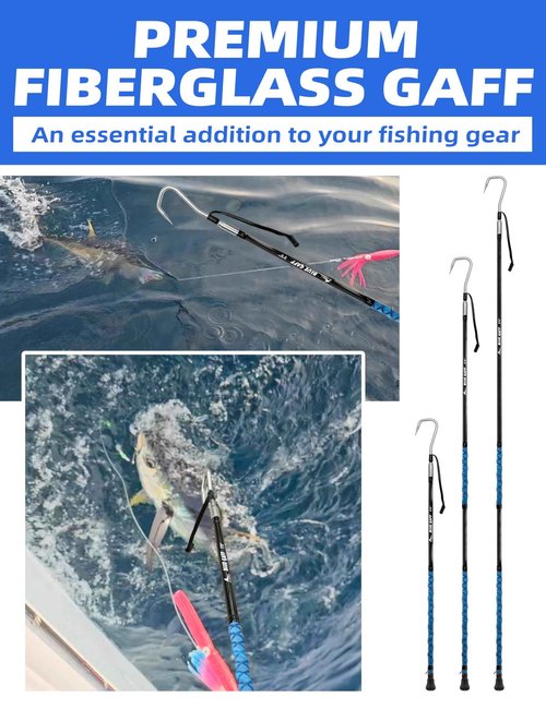 BLUEWING 5ft Heavy Duty Fiberglass Fishing Gaff with Stainless Steel Hook for Tuna Shark Marlin Big Game Saltwater Fish