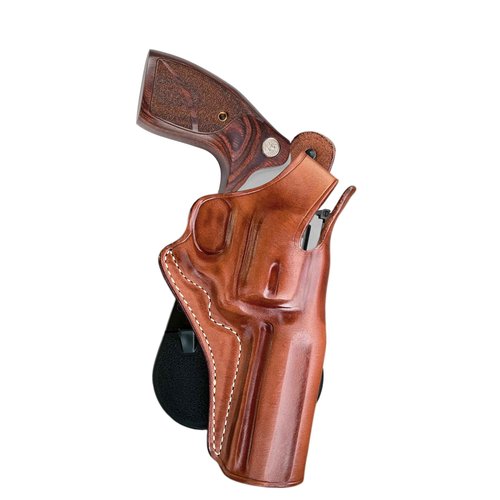 Masc OWB Leather Paddle Holster with Thumb Break, Fits Colt King Cobra Target 357 Mag 6-Shot 4.25" Barrel, R/H Draw Brown Color #1632#