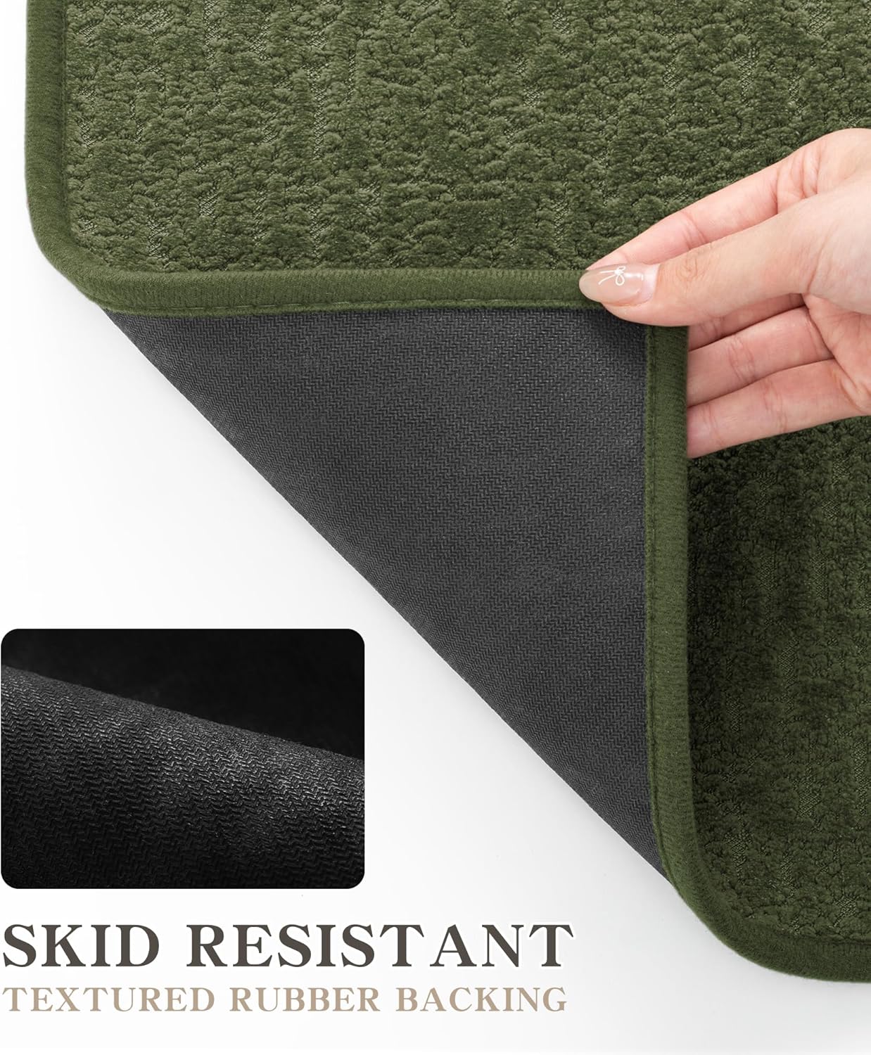 chakme Bathroom Rugs Mat 36x24, Ultra Thin Non Slip Bath Mat Quick Dry Absorbent Bath Mat for Bathroom Floor, (Dark Green, 36"x24")