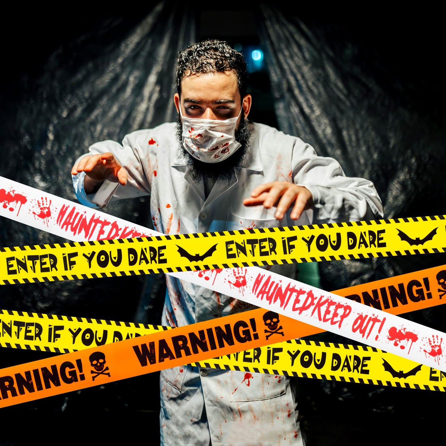 ONFAON Halloween Decorations, 3inx90ft Caution Tape Halloween Party Decorations Indoor for Haunted Houses, Party, Door, Danger Areas Decor(3 Pcs)