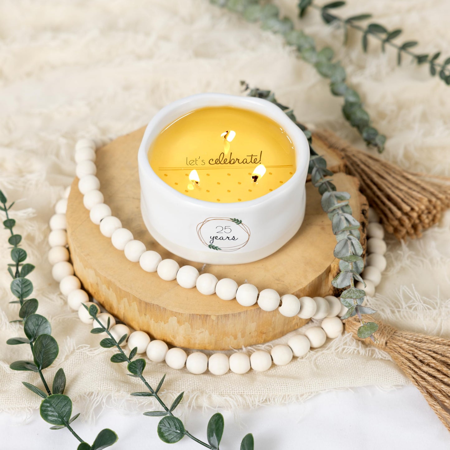 Pavilion - 25 Years - 8 oz Triple Wick Wax Reveal Hidden Message Let's Celebrate Unique Wedding Anniversary Wife Husband Happy Couple Celebratory Present Gift