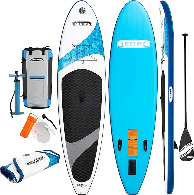 Lifetime Vista Inflatable Stand Up Paddle Board, 11' Long x 32" Wide x 6" Thick, Durable and Lightweight SUP, Stable Wide ...