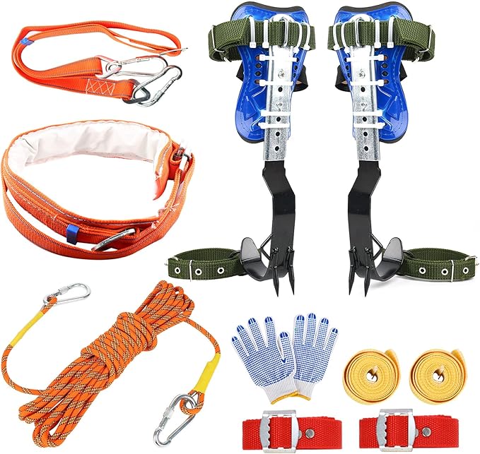 TWSOUL Climbing Spike, Adjustable Tree Climbing Step Gear with Extra Multi-Functional Straps for Outdoor Jungle Survival F...