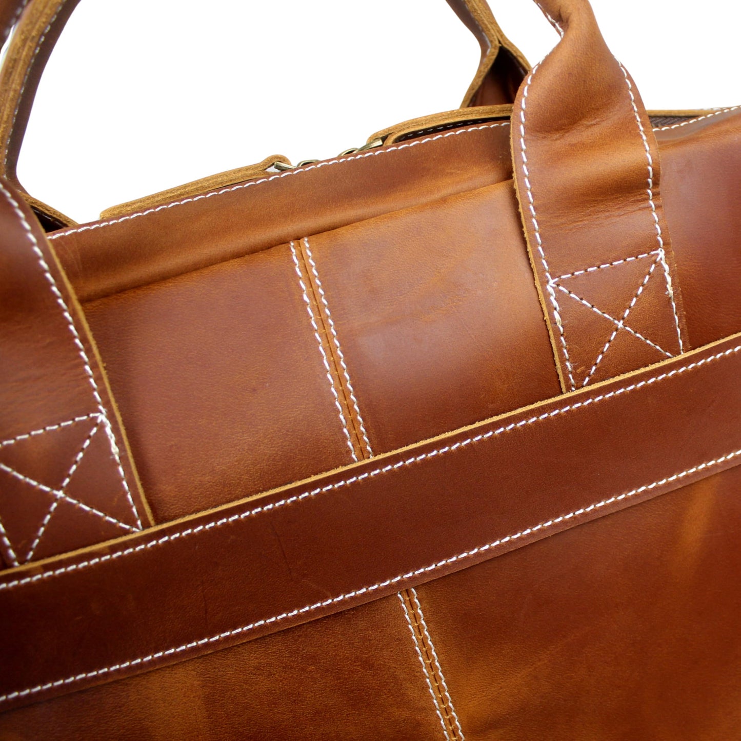 16" Full Grain Leather Briefcase Laptop Bag Shoulder Messenger Bag Vintage Handbag for Work Office & Travel (Vintage Brown)