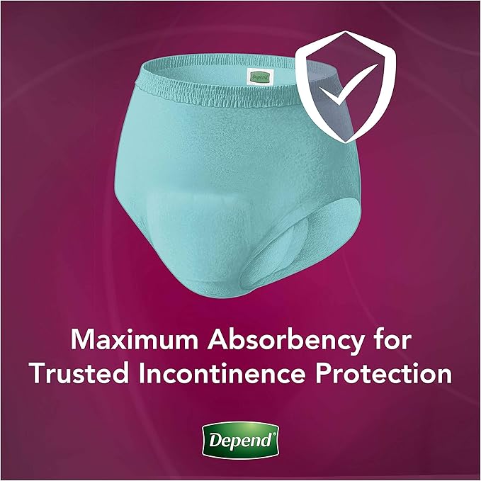 Depend Silhouette Incontinence and Postpartum Underwear for Women, Maximum Absorbency, Disposable, Medium, Pink/Black/Teal/Berry, 4 Count