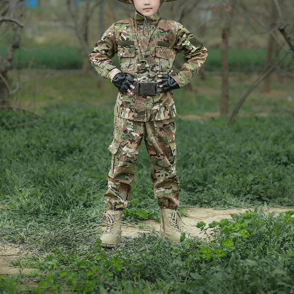 Army children's tactical suit camouflage uniform soldiers children's clothing boy army (Standard, CP camouflage, 110)