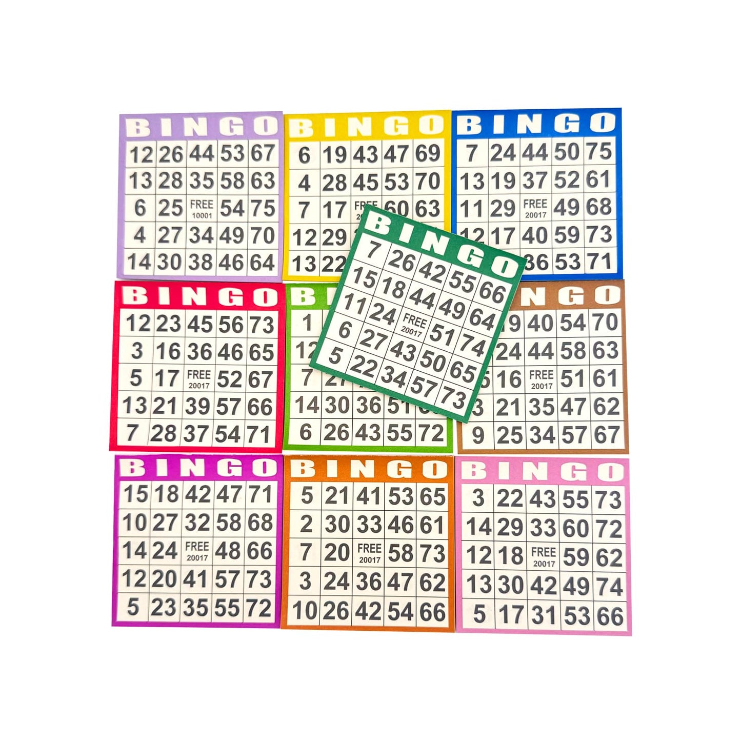JUNWRROW Bingo Paper Game Cards - 1000 Sheets (100 Books of 10 Colors) - 4"x4" Disposable Cards- Ideal for Seniors, Family Game Night, Large Groups,Classroom Activities