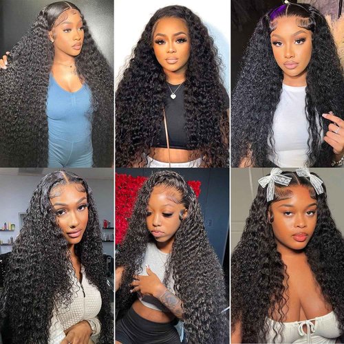 crownew 26 Inch Water Wave Lace Front Wigs Human Hair Pre Plucked Wet And Wavy 13x4 Hd Lace Frontal Wig Human Hair 180 Density For Women Bouncy Soft Deep Curl Glueless Tangle Free Natural Hairline