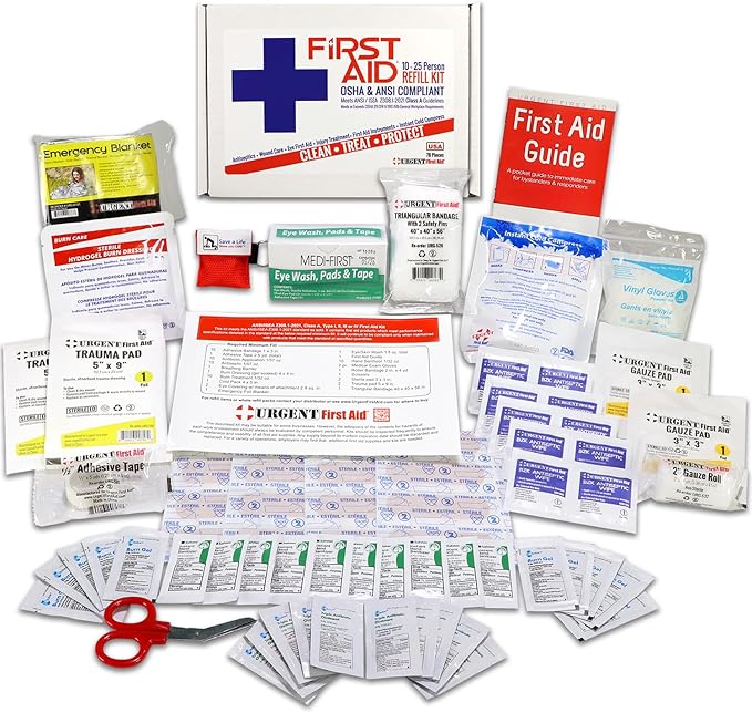 OSHA & ANSI First Aid Kit Refill/Upgrade, 25 Person, 78 Pieces, ANSI 2021 Class A for Office, Business, Home or car Boxes ...