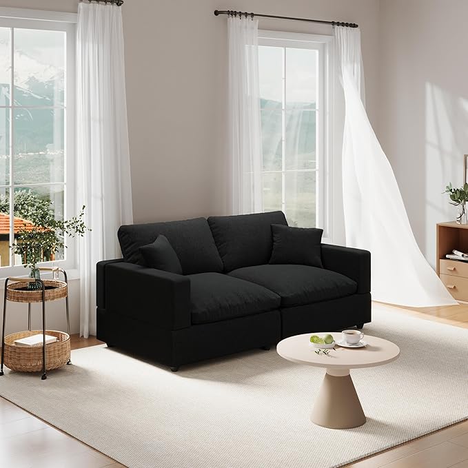 Modular Sectional Sofa Cloud Couch for Living Room, Modern Minimalist Comfy Deep Sofa Couches, Upholstered Couch with Removable & Washable Cushion Covers, Wide Armrest, Filled with Down and Cotton