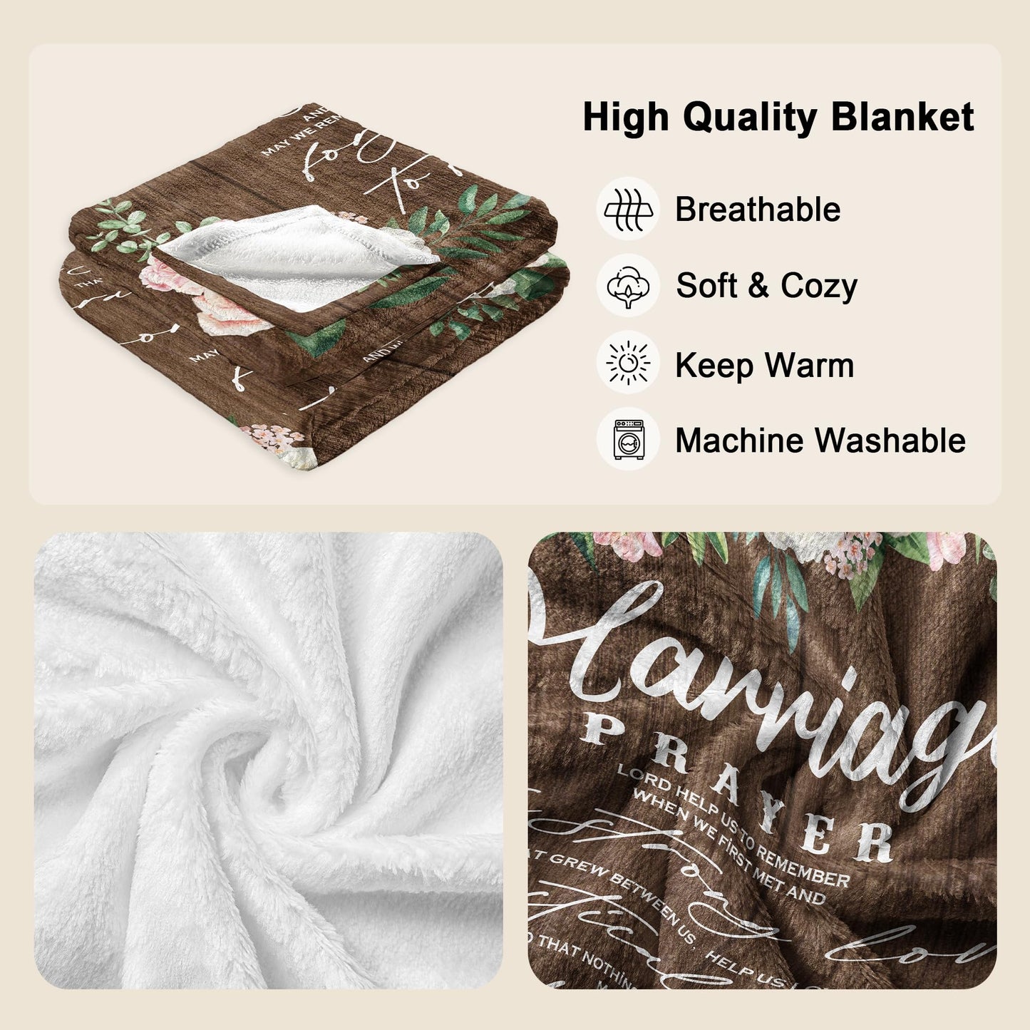 Sqovulw Wedding Gifts for Couples 2025, Bridal Shower Gifts for Bride to Be, Bridal Shower Wedding Gifts for Newlyweds, Anniversary/Engagement Gifts for Couple, Marriage Prayer Fleece Blankets 60x50