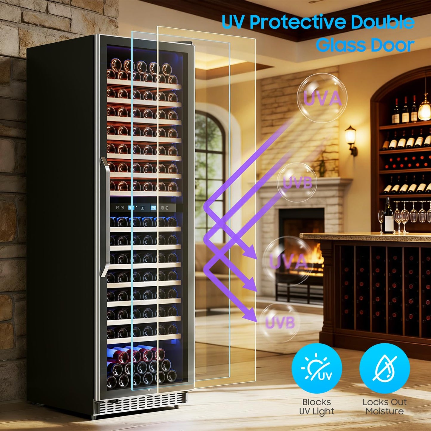 176 Bottle Dual Zone Wine Fridge 24 Inch Large Capacity, Built-in & Freestanding Wine Cooler Refrigerator, Upgraded Compressor Temperature Memory, Quiet Sliding Rail Shelves Professional Wine Cellar