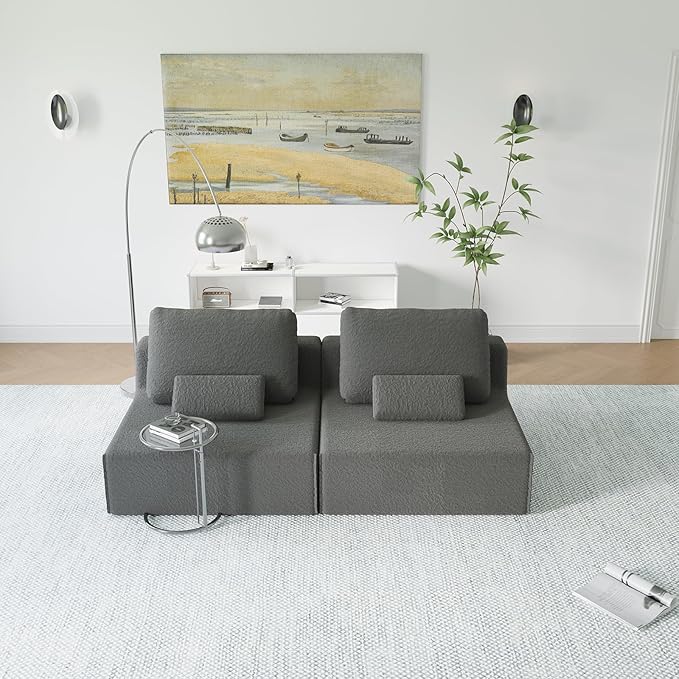 Sailret Oversized Modular Sectional Sofa, Foam-Filled Lazy Couch with Lumbar Pillow, Convertible Floor Sofa Set for Living Room Bedroom, Free Combination, Multiple Packs (1–6 Seats)