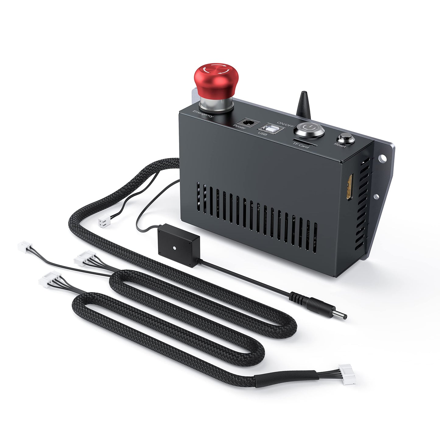 AIC1 Air Assist Automatic Control Kit for All Atomstack Frame-Shape 400 * 410 mm Laser Engraving Machine, Support Offline Engraving, with Emergency Stop Button and Reset Button