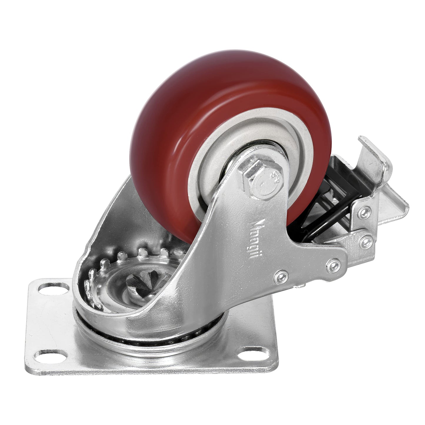 3 inch Heavy Duty Casters Load 1500lbs,Lockable Bearing Caster Wheels with Brakes,Swivel Casters for Furniture and Workbench，Set of 4 (Free Screws)