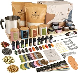 SAEUYVB Candle Making Kit - DIY Starter Soy Candle Making Supplies/Kit - Soy Wax, 10 Jars & Tins, 10 Pleasant Scents, Colo...
