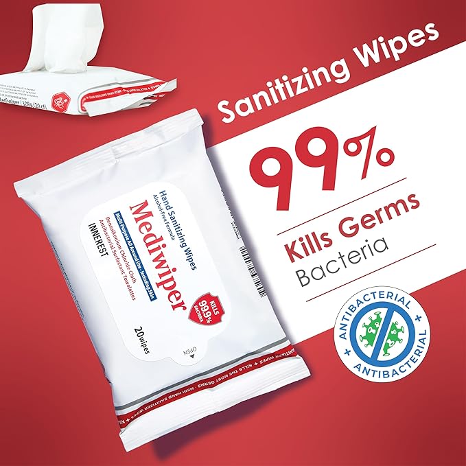 MEDIWIPER 1200ct (200ct*6pk) Unscented Alcohol-Free Hand Sanitizing Wipes, Wet Wipe, Hand Sanitizer
