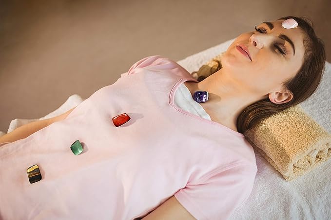 Chakra Stones Healing Crystals Set of 8, for Crystal Healing Meditation, Reiki or As Worry Stones or Palm Stones Thumb Stones and Crystal Therapy