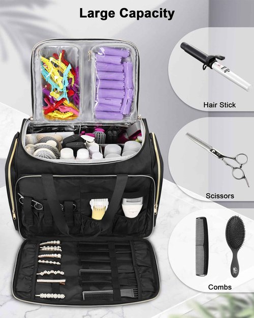 MONSTINA Professional Hairstylist Traveling Bag with Two Detachable Small Bags+Four Gadget Bag,Hairdressing Makeup Salon Organizer Bag