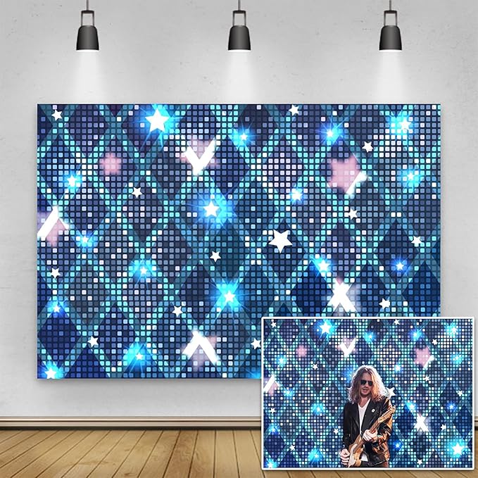 Yeele 7x5ft Neon Lights Backdrop Stage Live Show Discos Photography Background Stars Glitter Light Square Party Club Kids ...