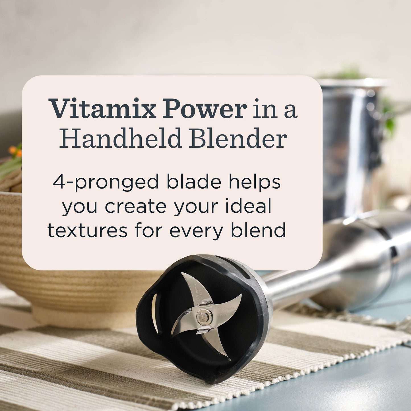 Vitamix 5-Speed Immersion Blender, Professional-Grade Hand Blender with 625-Watt Motor and Stainless-Steel Blade, Stainless Steel/Black