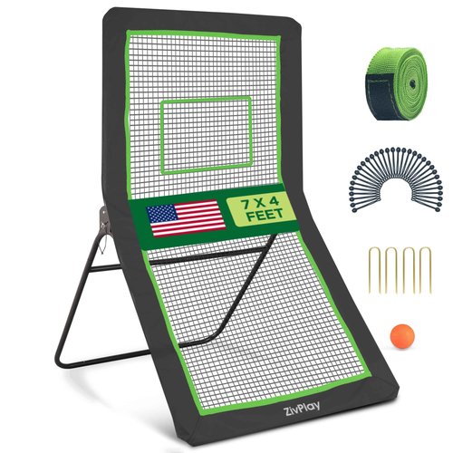 ZivPlay Lacrosse Rebounder for Backyard Lacrosse Bounce Back Net Volleyball Rebounder Net for Lax and Volleyball Practice Five Rebound Angles Includes Ball 7x4 ft