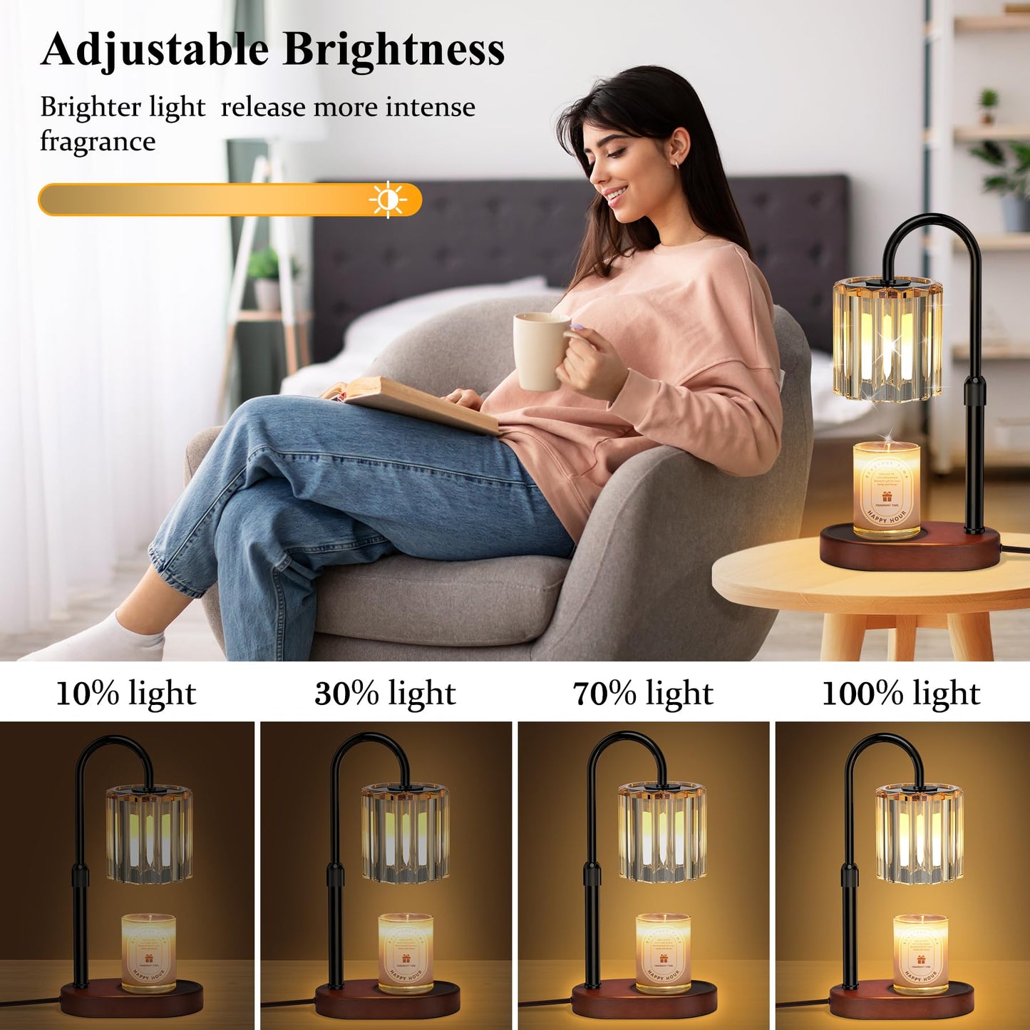 Lukasa Candle Warmer Lamp, with Timer Dimmer Adjustable Height, Birthday Gifts for Women, Mothers Day Gifts for Mom, House Warming Gift New Home, Wax Melt Warmer for Scented Jar Candles