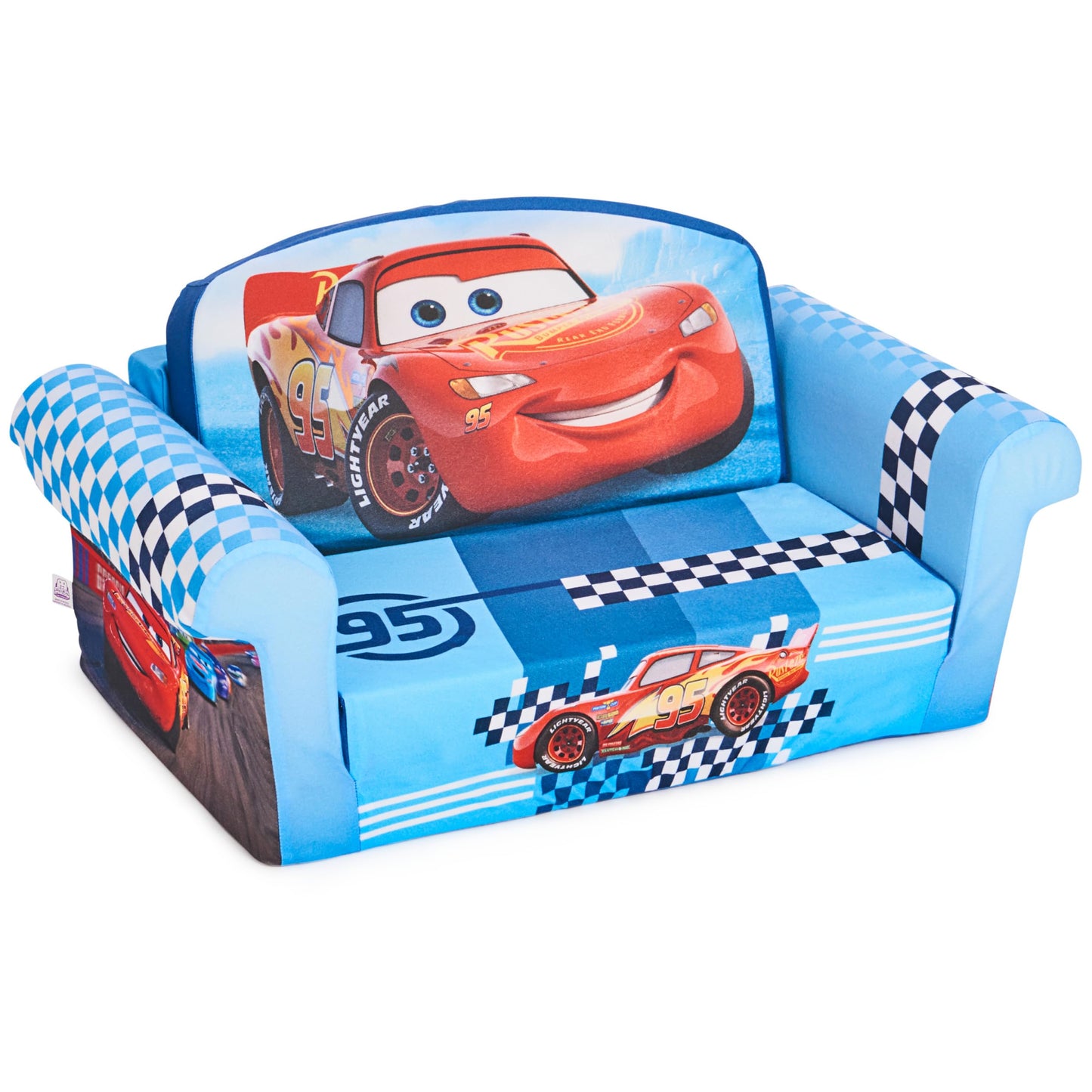 Marshmallow Furniture, Children's 2-in-1 Flip Open Foam Compressed Sofa, Disney's Cars, Multicolor