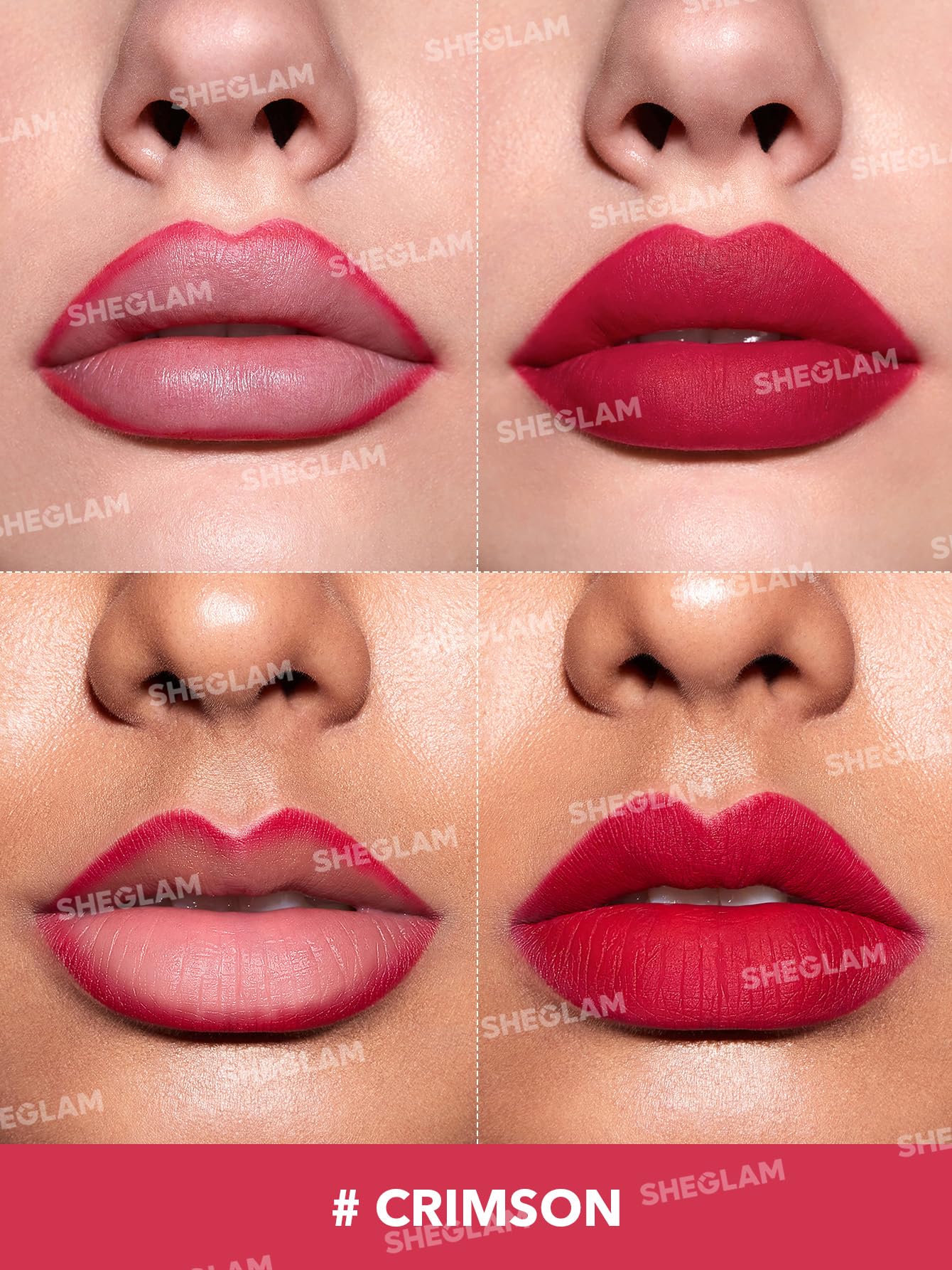 SHEGLAM Lip Liner Creamy Matte Pencil High Pigment Not Easy to Fade Silky Smooth Matte Contour Tint Lip Makeup-Crimson