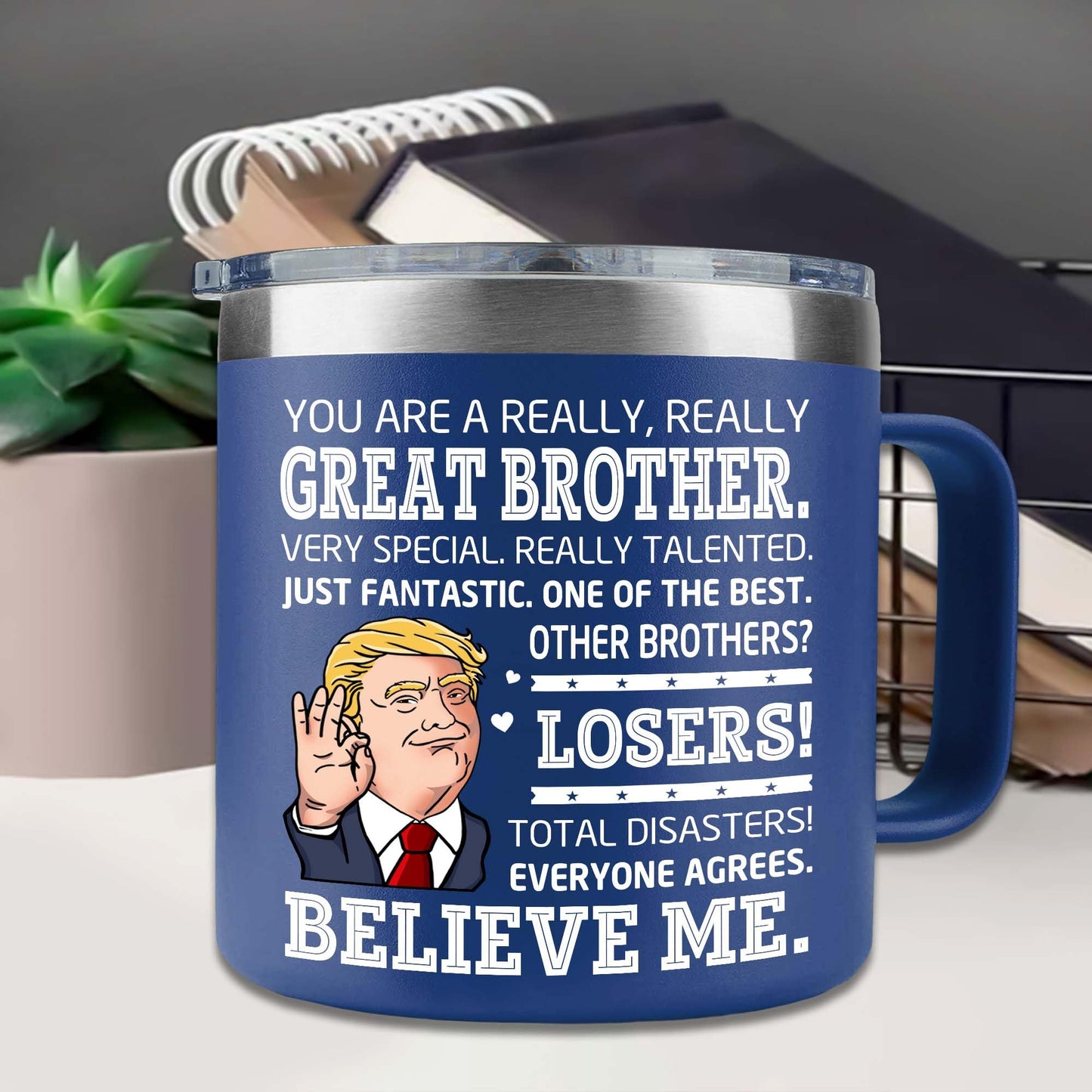 BECHUSKY Gifts For Brother - Great Brothers Mug - Gift Ideas for a Brother - Mugs For Adult Bro, From Sister - Christmas, Fathers Day, Birthday For Brothers - Funny Big Bro Present Tumbler 14 OZ