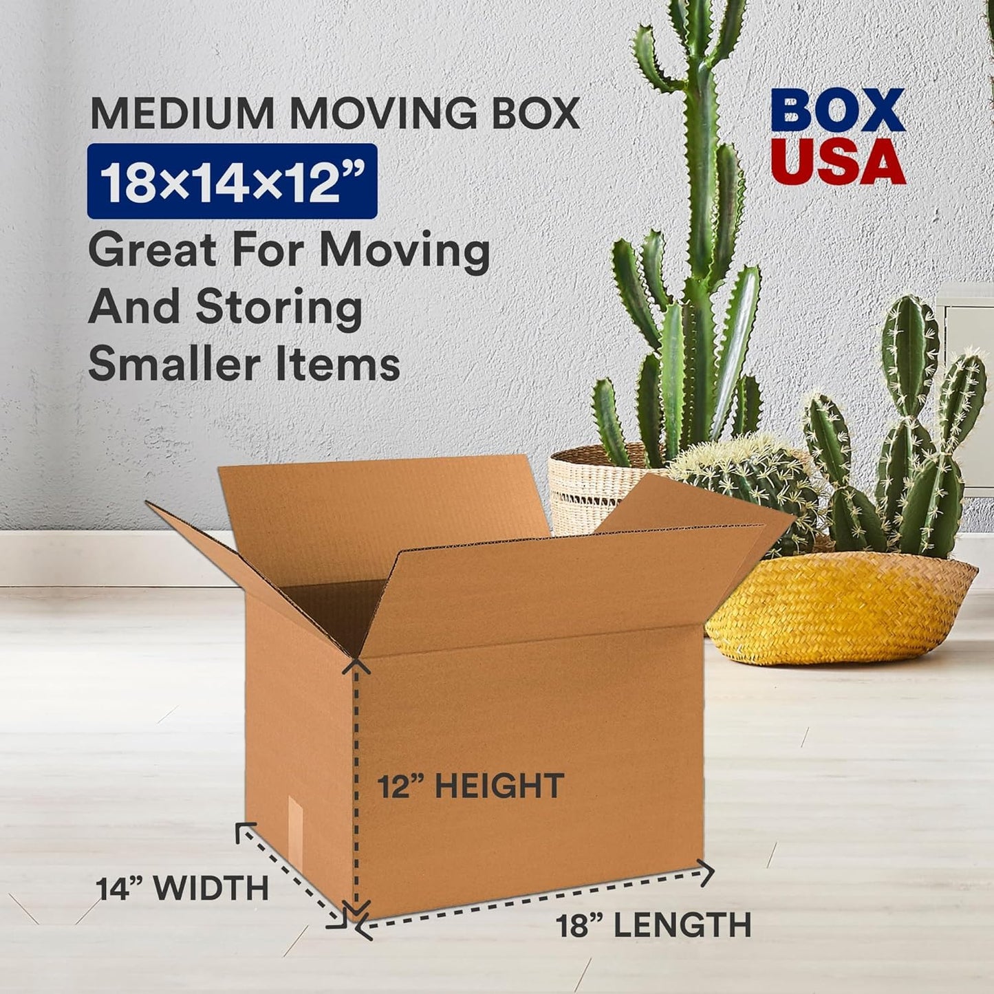 BOX USA Moving Boxes Medium 20-Pack 18x14x12" - Corrugated Cardboard Box for Shipping, Mailing, Packing, Packaging and Storage