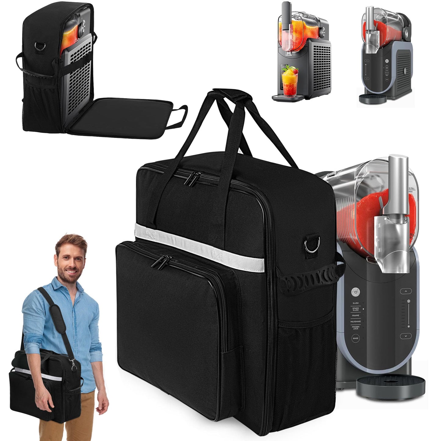 Buseeau Carrying Bag for Ninja SLUSHi Slushie Machine FS301, Waterproof Portable Outdoor Frozen Drink Maker Travel Bag, Frozen Drink Maker Bag with Front-Opening Design and Large Accessory Pocket