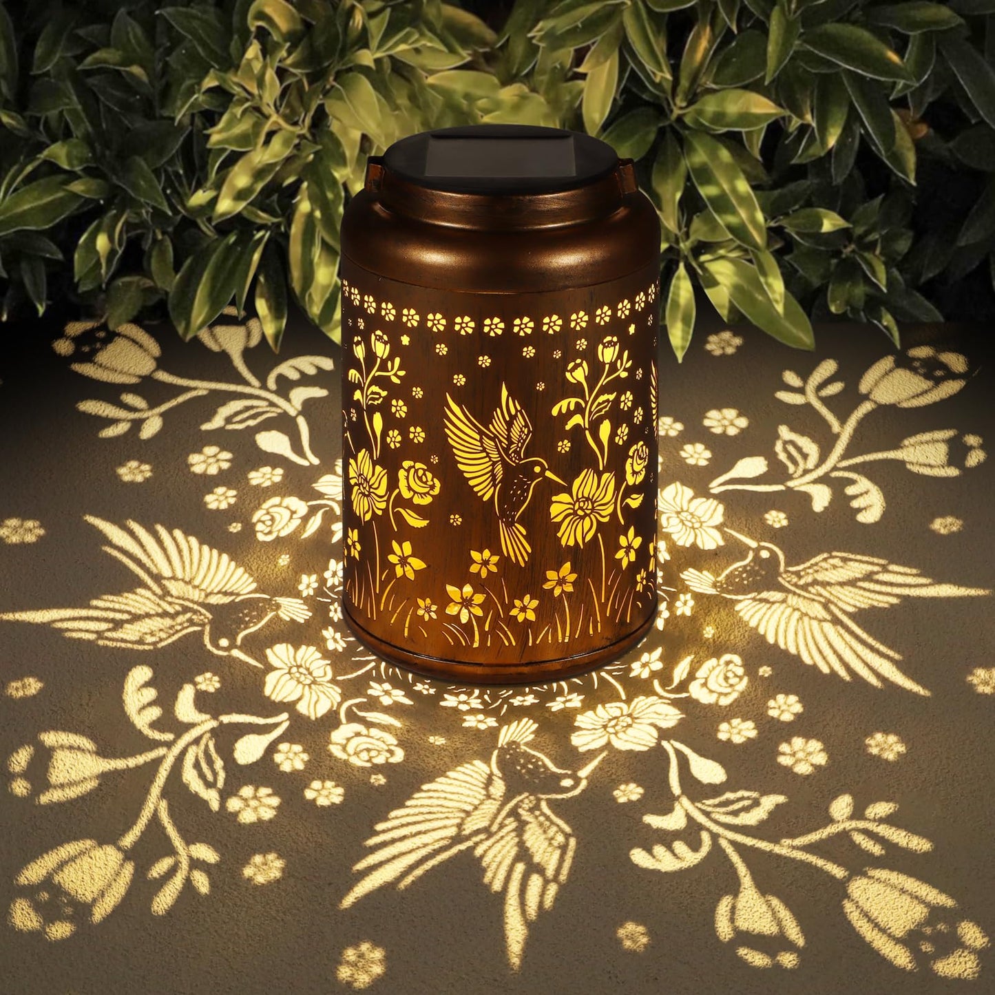 Tepaken Solar Lanterns Outdoor Waterproof Hummingbird Garden Decor Birthday Gifts for Women Mom Grandma Hanging Solar Lights Metal Solar Decoration Outside for Yard, Patio, Backyard, Porch