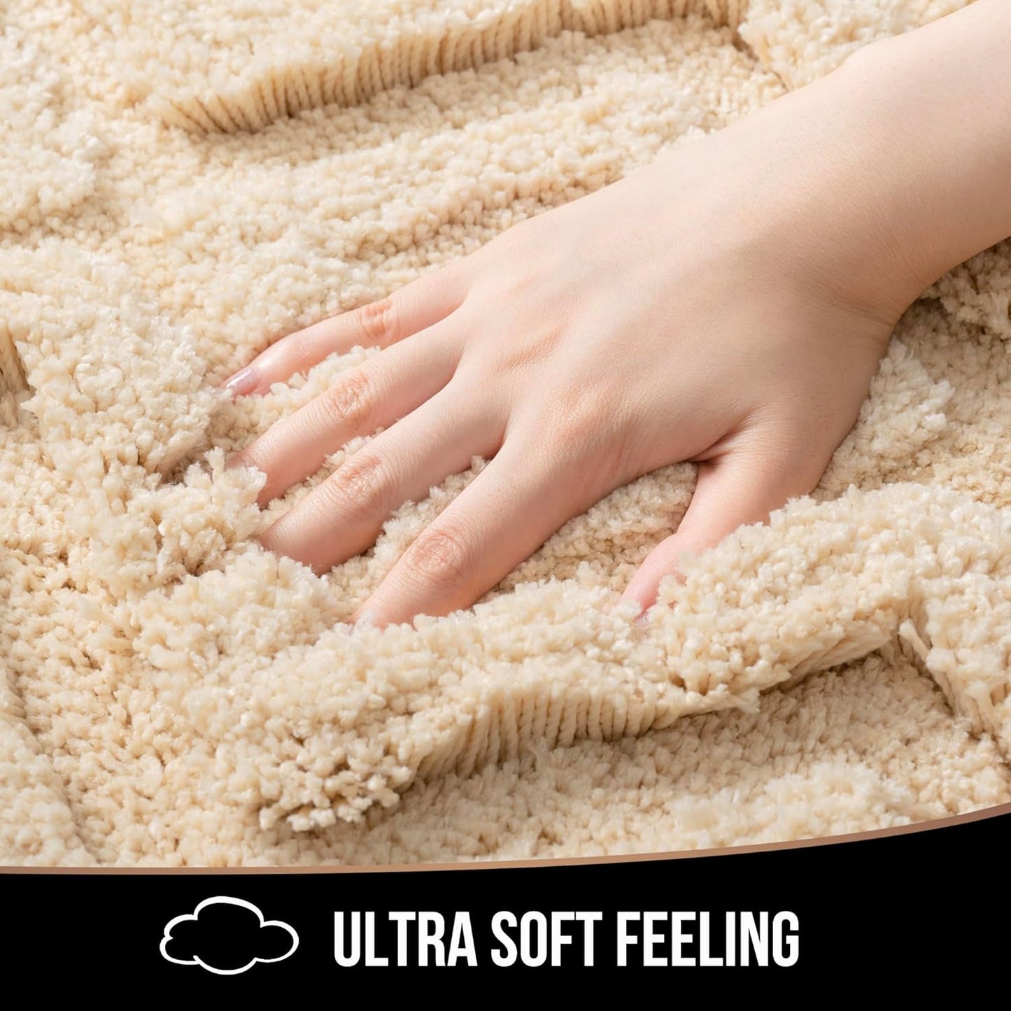 Bath Mat & Bathroom-Rugs 36x24, Ultra Soft Machine Washable Microfiber Bath Mat, Absorbent Quick Dry Non Slip Rug for Bathroom Floor, Tub and Shower, Beige
