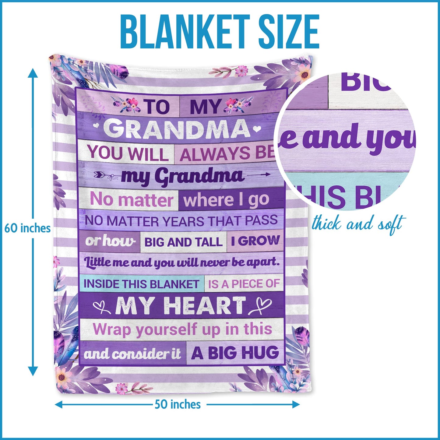 Fastpeace Gifts for Grandma – Mothers Day, Birthday Gift from Granddaughter, Grandson, or Grandkids, Soft and Cozy Blanket for Grandma, Warm and Comfortable Blanket Throw 50x60 inches