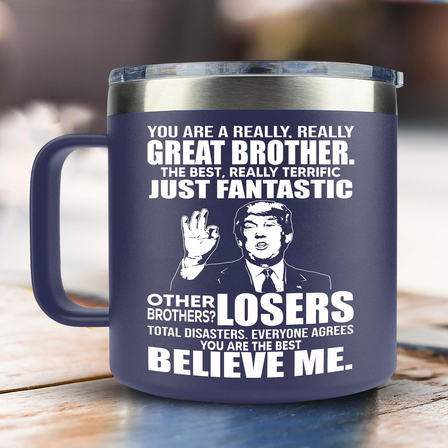 VIWIS Gifts For Brother From Sister, Bro - Father's Day Gifts, Best Birthday Gift For Big, Little Brother, Siblings, Brothers In Law - Funny Gag gifts For Men - 14 Oz Coffee Mug