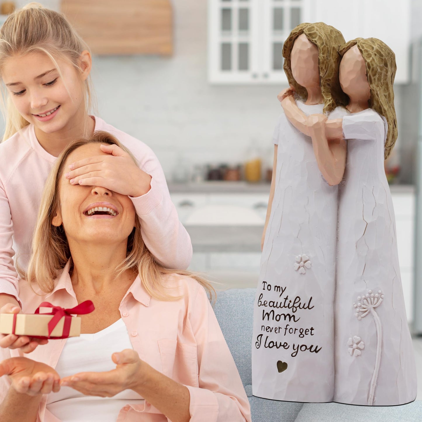 AcowSpt Mom Birthday Gift from Daughter - Mother Daughter Sculpted Hand-Painted Figurine
