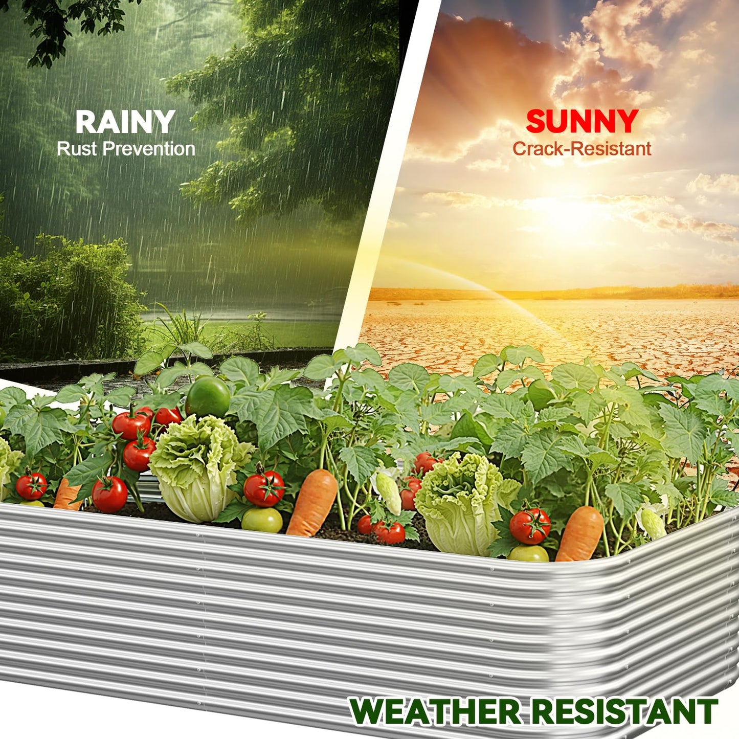 OZMSHF 2 Pack Tall 8FT Raised Beds for Gardening, Corrugated Galvanized Steel Raised Garden Bed, Outdoor Metal Above Ground Garden Bed for Vegetables and Flowers-8x3FT